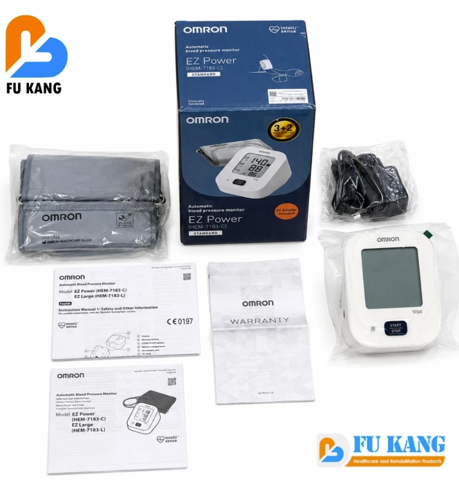 Omron EZ Power HEM-7183-C Blood Pressure Monitor | AC Adaptor + Medium Cuff 22-32cm - Home Monitoring Device - Home Care Equipment - Fu Kang Healthcare Online Shop Omron EZ Power HEM-7183-C Blood Pressure Monitor | AC Adaptor + Medium Cuff 22-32cm - Home Monitoring Device - Home Care Equipment - Fu Kang Healthcare Online Shop